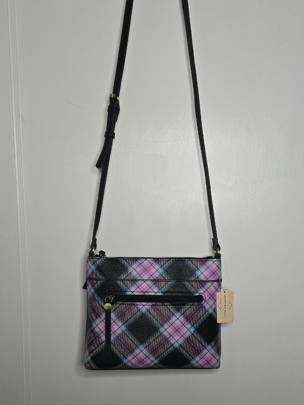St John's Bay Plaid Crossbody Bag in Purple and Black